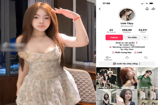 Lộ clip sex em tiktoker Linh Tây